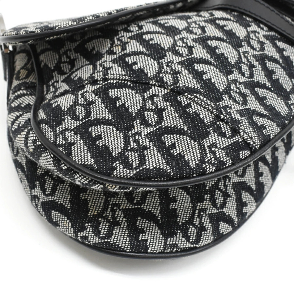 Christian Dior Trotter Saddle Bag Handbag One Shoulder Hobo Black - Picture 5 of 8